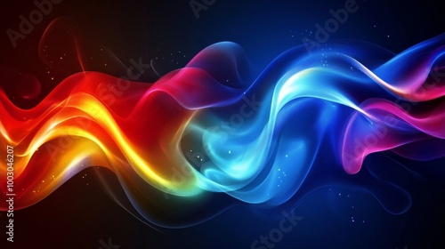 Colorful abstract waves create a vibrant blend of light and movement against ...