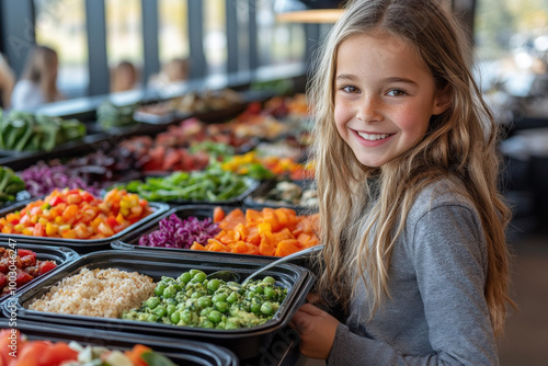 A lunchroom setting where k...