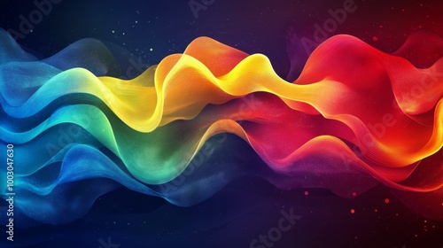 Colorful abstract waves create a vibrant blend of light and movement against ...