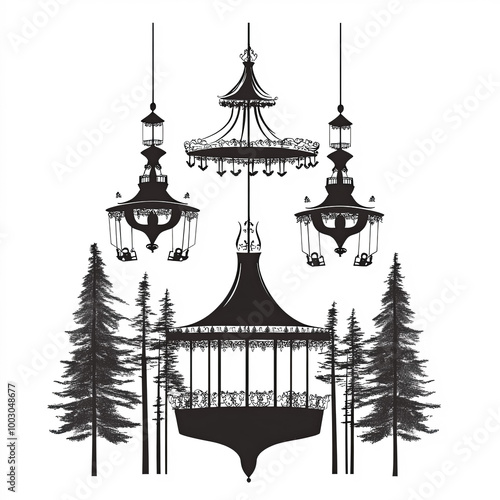 Fairground Silhouette, Illu...