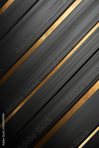 Elegant black and gold wooden wall with diagonal stripes showcasing modern de...