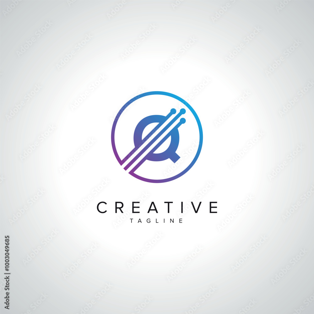 Abstract Q Letter Tech Logo Design. Initial Technology Elements. Abstract Q Letter Tech Logo Design. Initial Technology Elements.