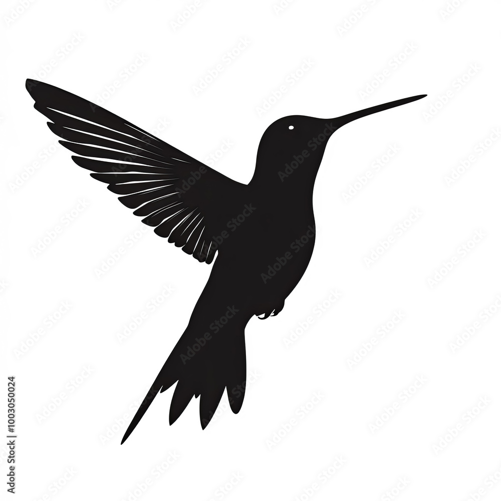Obraz premium Hummingbird Silhouette, Illustration Isolated On White Background