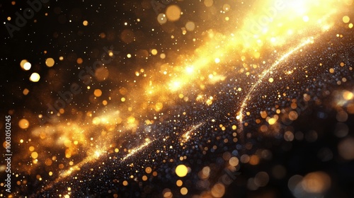 Vibrant particles scattered beautifully in a cosmic setting filled with warm ...