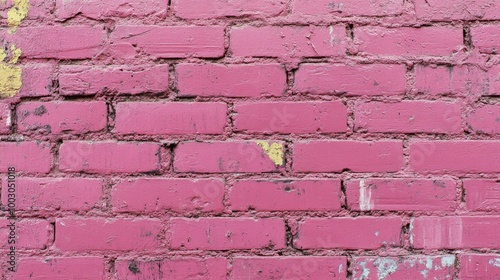 Bright pink brick wall texture in urban setting with unique character and vib...