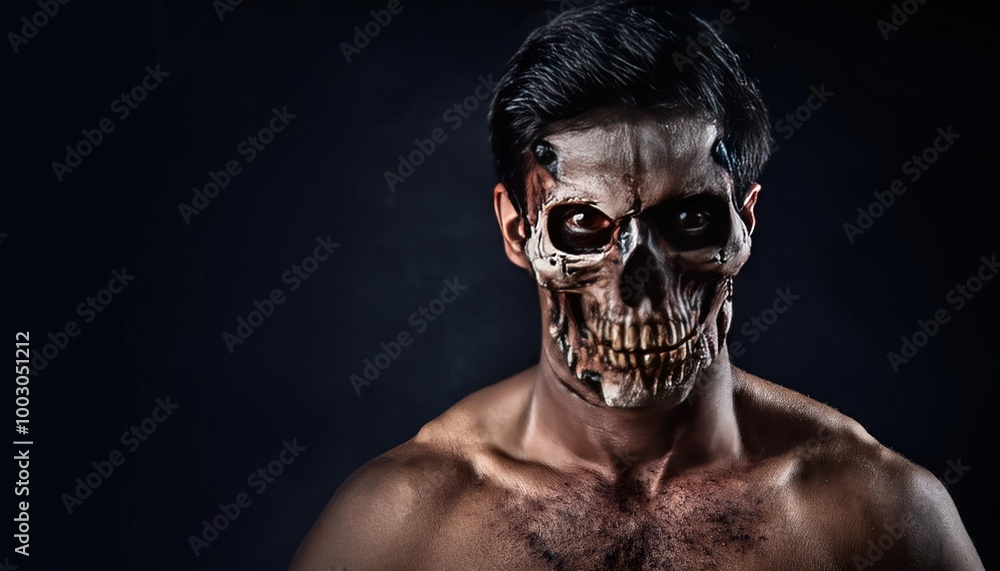 Scary and Creepy Monster Face with Gouged Eyes Skull-Like Appearance for Horror Theme Scary and Creepy Monster Face with Gouged Eyes Skull-Like Appearance for Horror Theme