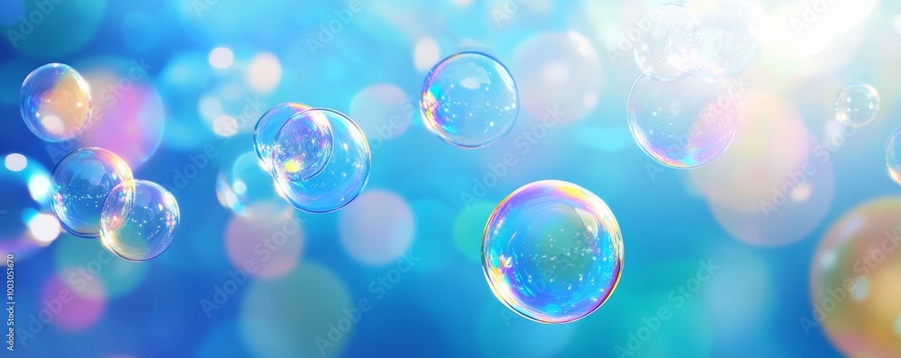 Soap bubbles floating in a blue sky Soap bubbles floating in a blue sky
