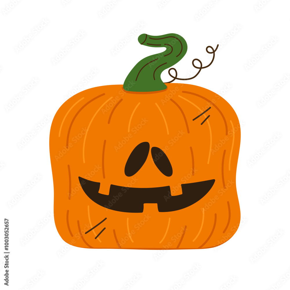 Fototapeta premium Halloween pumpkin with funny face on white background.Vector element for halloween concept with pumpkin for postcard, flyer or banner.
