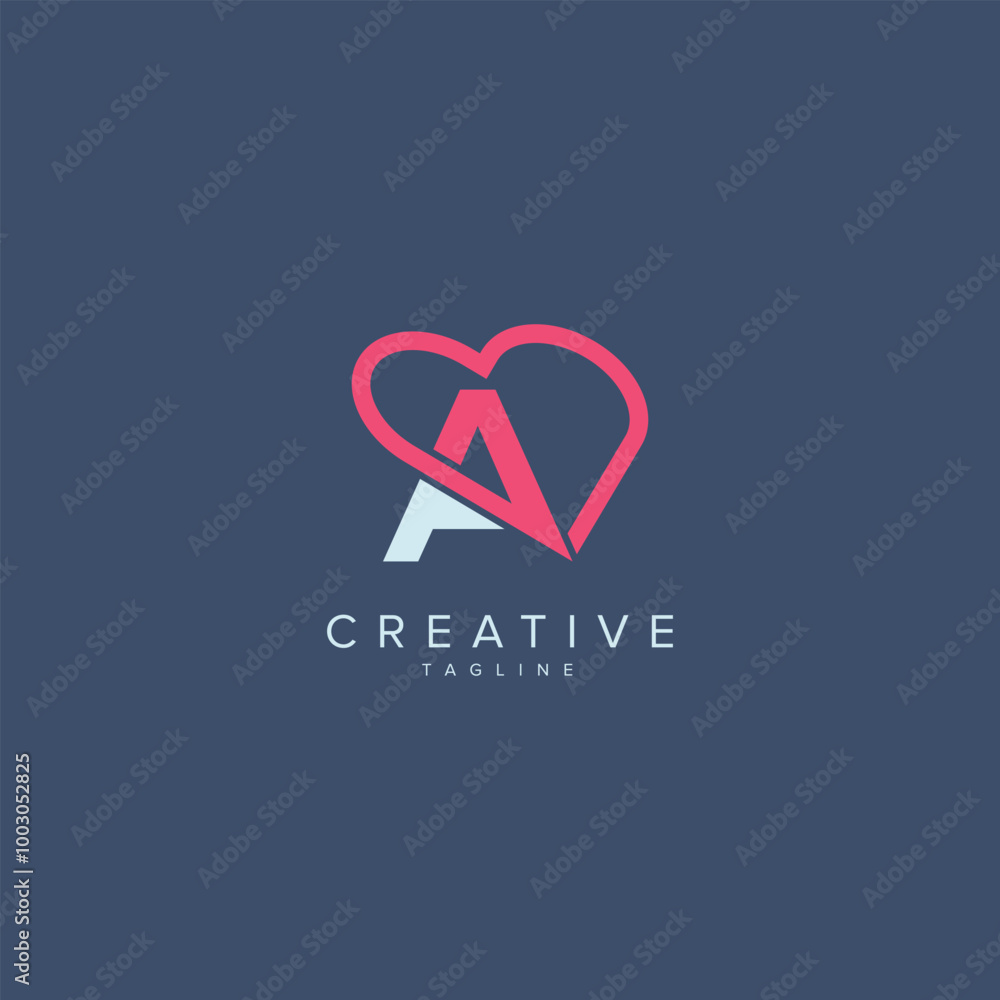 Abstract Heart Logo Design. Initial A Letter Concept. Abstract Heart Logo Design. Initial A Letter Concept.