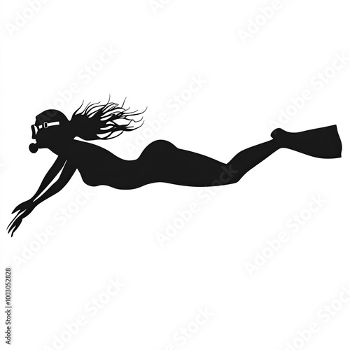 Woman Diving Silhouette, Il...