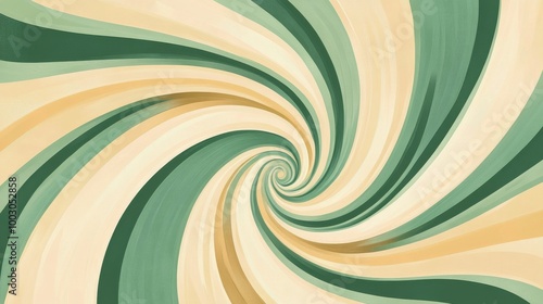 Swirling spiral pattern with shades of green and cream creating a dynamic vis...