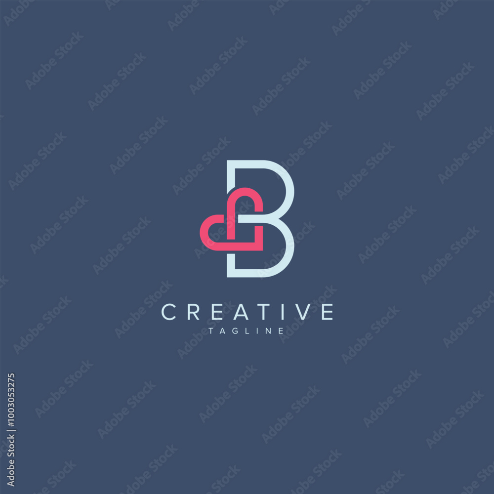 Abstract Heart Logo Design. Initial B Letter Concept. Abstract Heart Logo Design. Initial B Letter Concept.