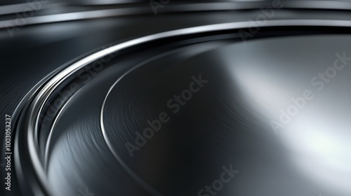 Close-up view of polished metal surface revealing smooth curves and reflectio...