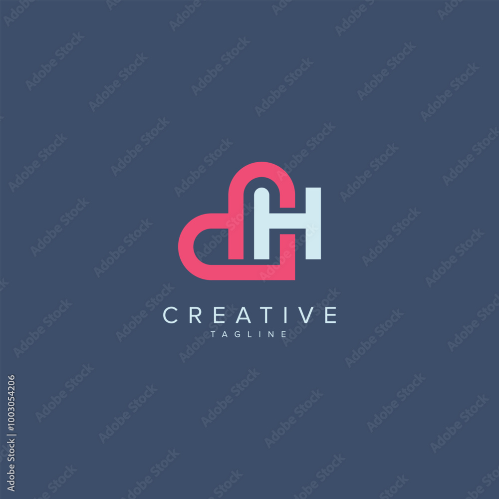 Abstract Heart Logo Design. Initial H Letter Concept. Abstract Heart Logo Design. Initial H Letter Concept.