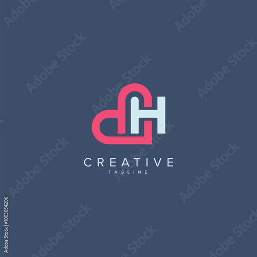 Abstract Heart Logo Design. Initial H Letter Concept.