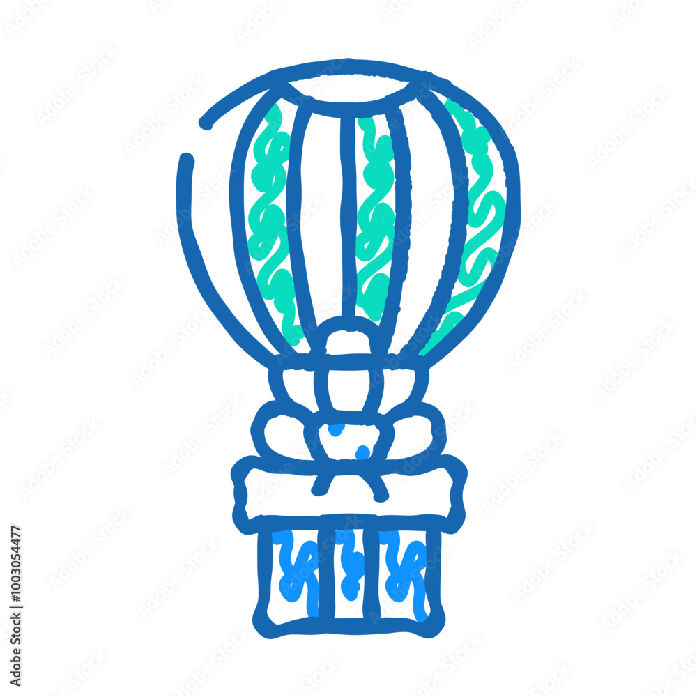 air balloon flying gift doodle icon sketch vector. air balloon flying gift sign. isolated symbol illustration air balloon flying gift doodle icon sketch vector. air balloon flying gift sign. isolated symbol illustration