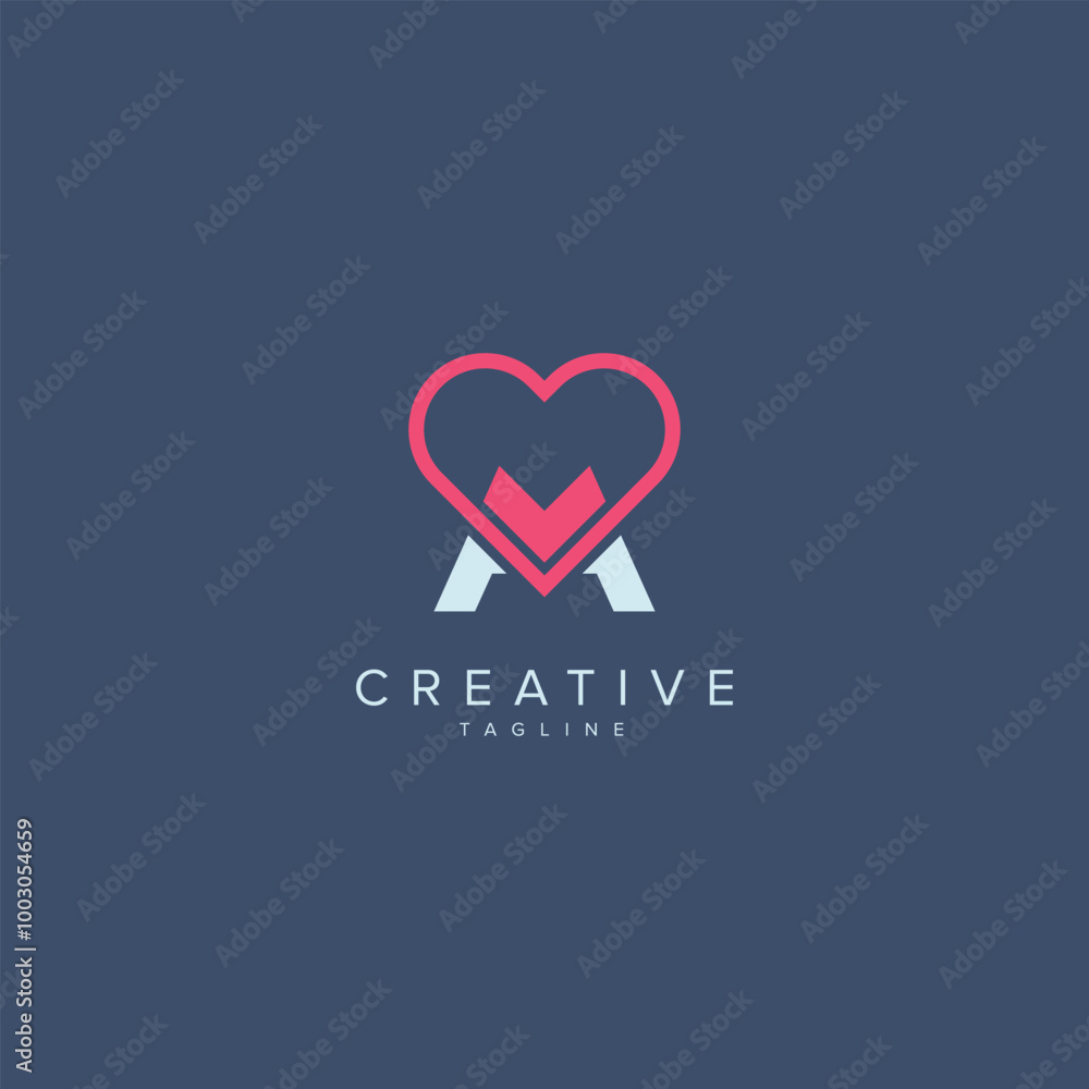 Abstract Heart Logo Design. Initial M Letter Concept. Abstract Heart Logo Design. Initial M Letter Concept.