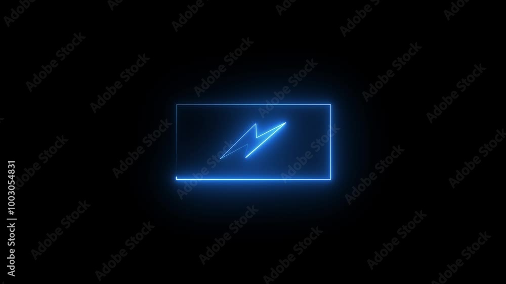 Glowing neon Charging icon animation . Glowing neon Charging icon animation .