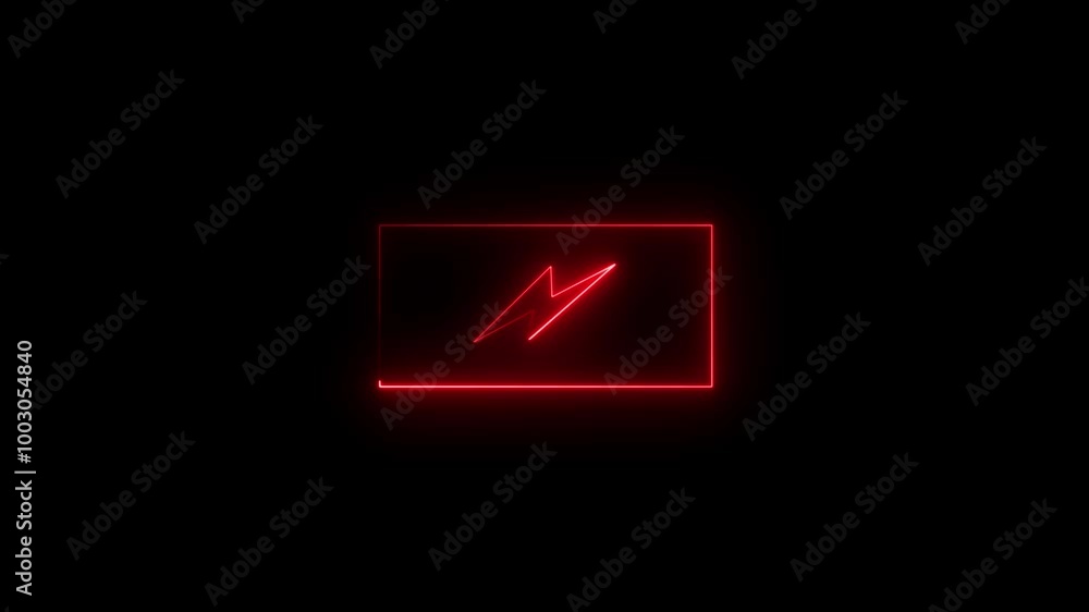 Glowing neon Charging icon animation . Glowing neon Charging icon animation .