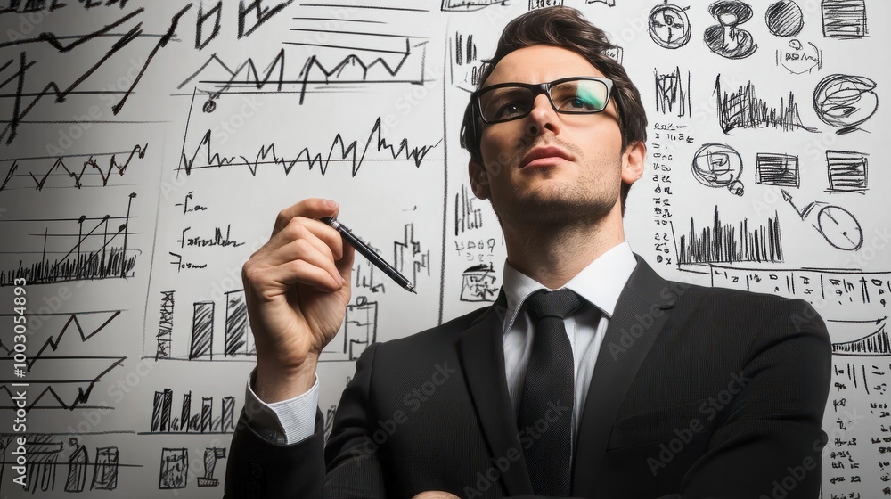 business person drawing a graph business person drawing a graph