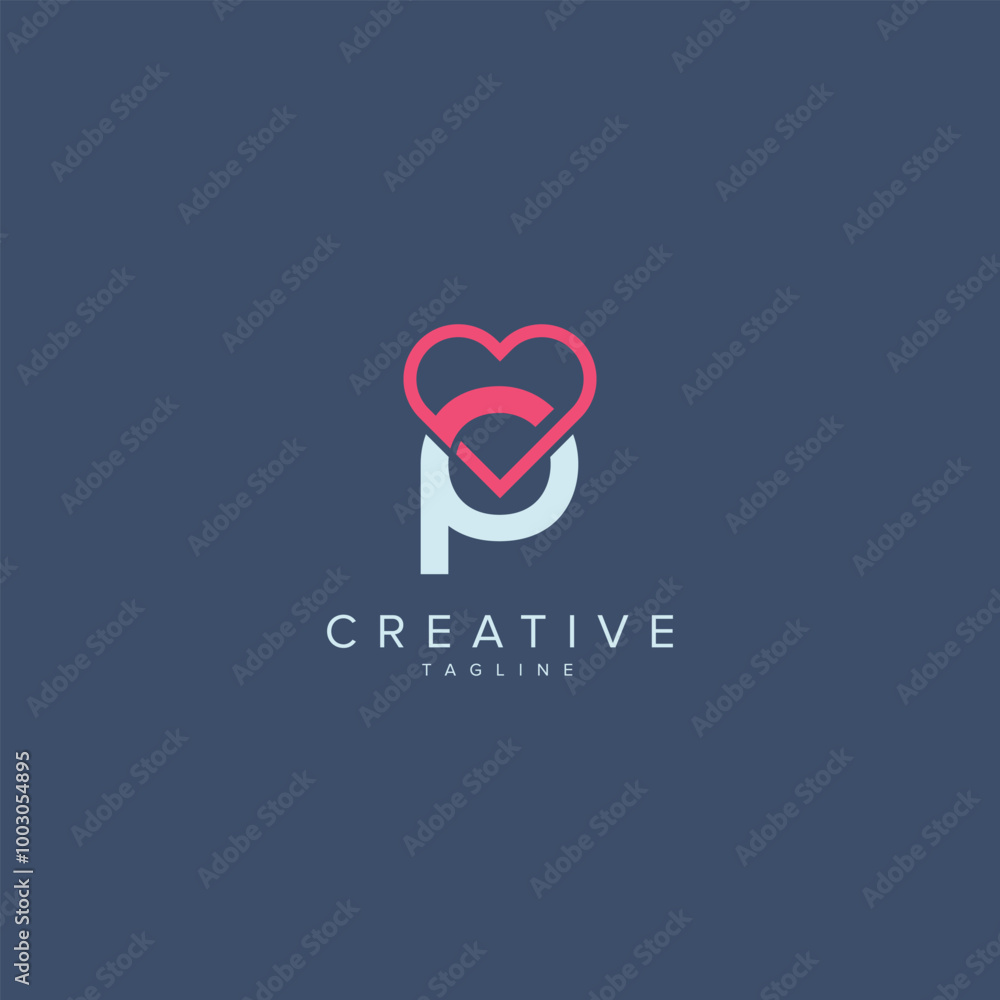 Abstract Heart Logo Design. Initial P Letter Concept. Abstract Heart Logo Design. Initial P Letter Concept.
