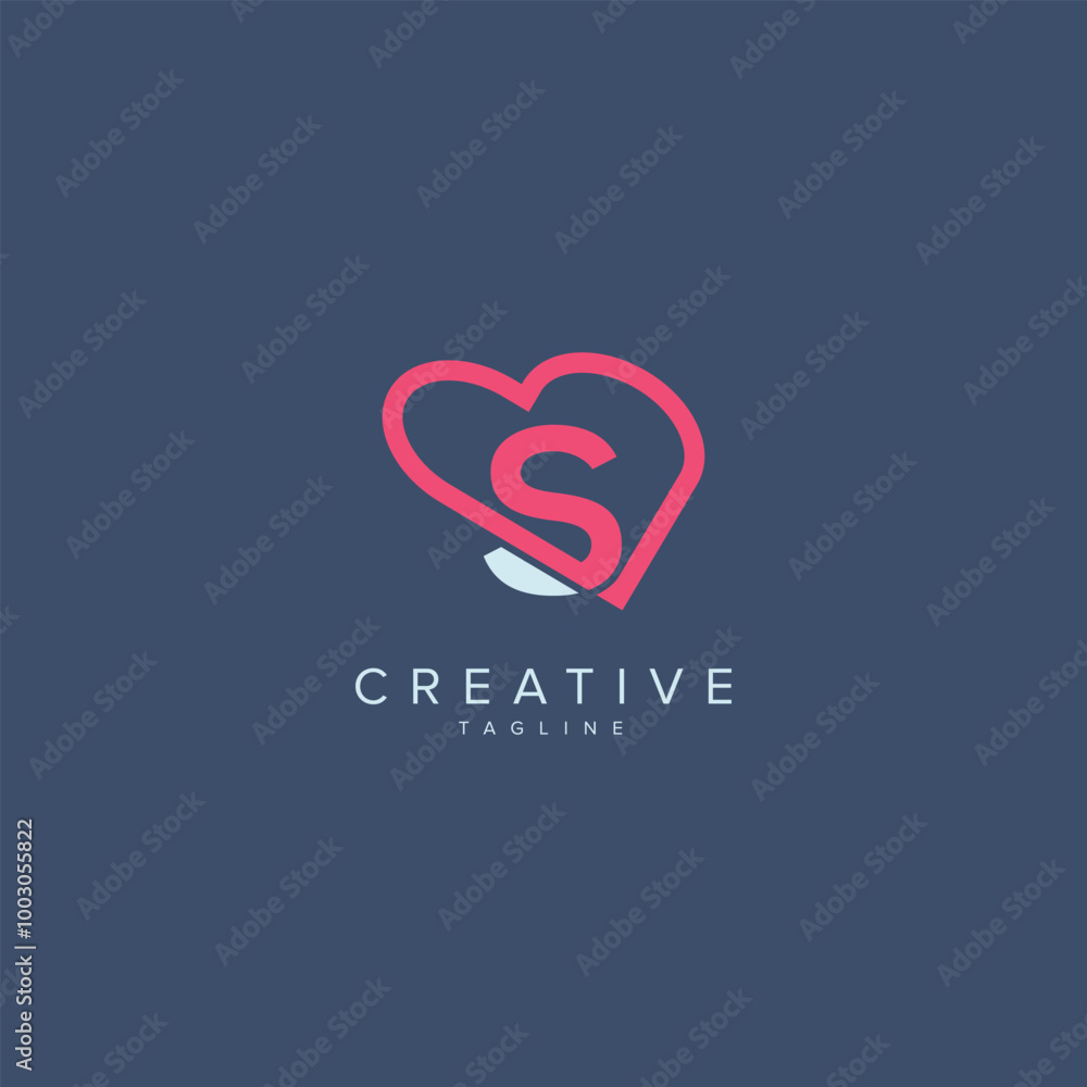 Abstract Heart Logo Design. Initial S Letter Concept. Abstract Heart Logo Design. Initial S Letter Concept.