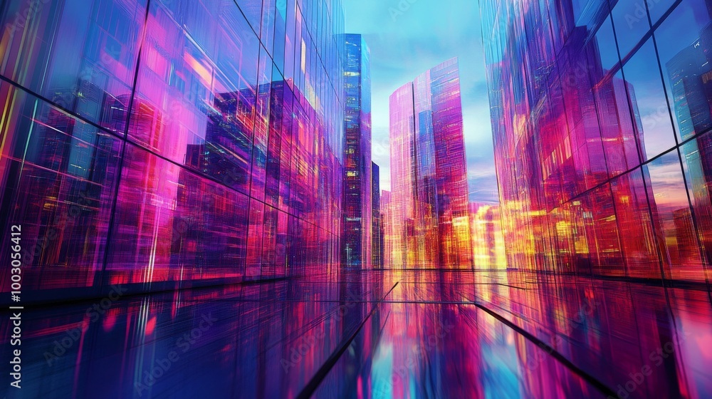 Colorful Abstract Cityscape at Dusk Colorful Abstract Cityscape at Dusk