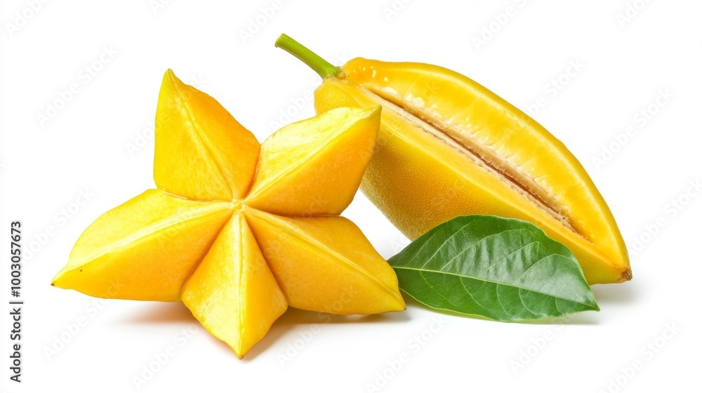 Carambola Star Fruit with Slice Generative AI Carambola Star Fruit with Slice Generative AI