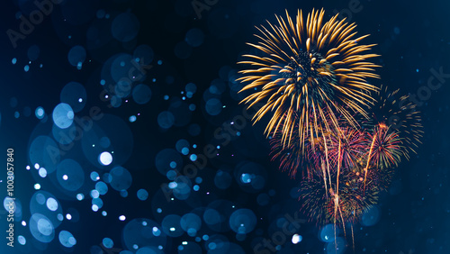 Fireworks with Abstract bokeh background