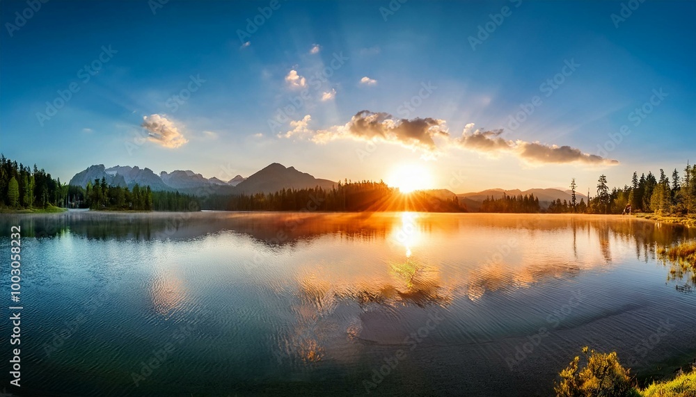 Fototapeta premium sunrise over lake