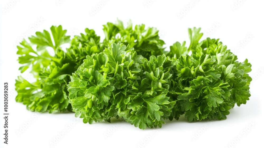 Fresh Parsley Bunch Isolated on White Generative AI Fresh Parsley Bunch Isolated on White Generative AI