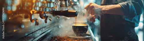 Barista making coffee at a cafe