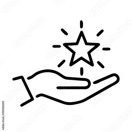 Loyalty program icon featuring a hand and star for business marketing