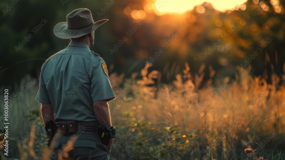 Park ranger overseeing a national park Park ranger overseeing a national park