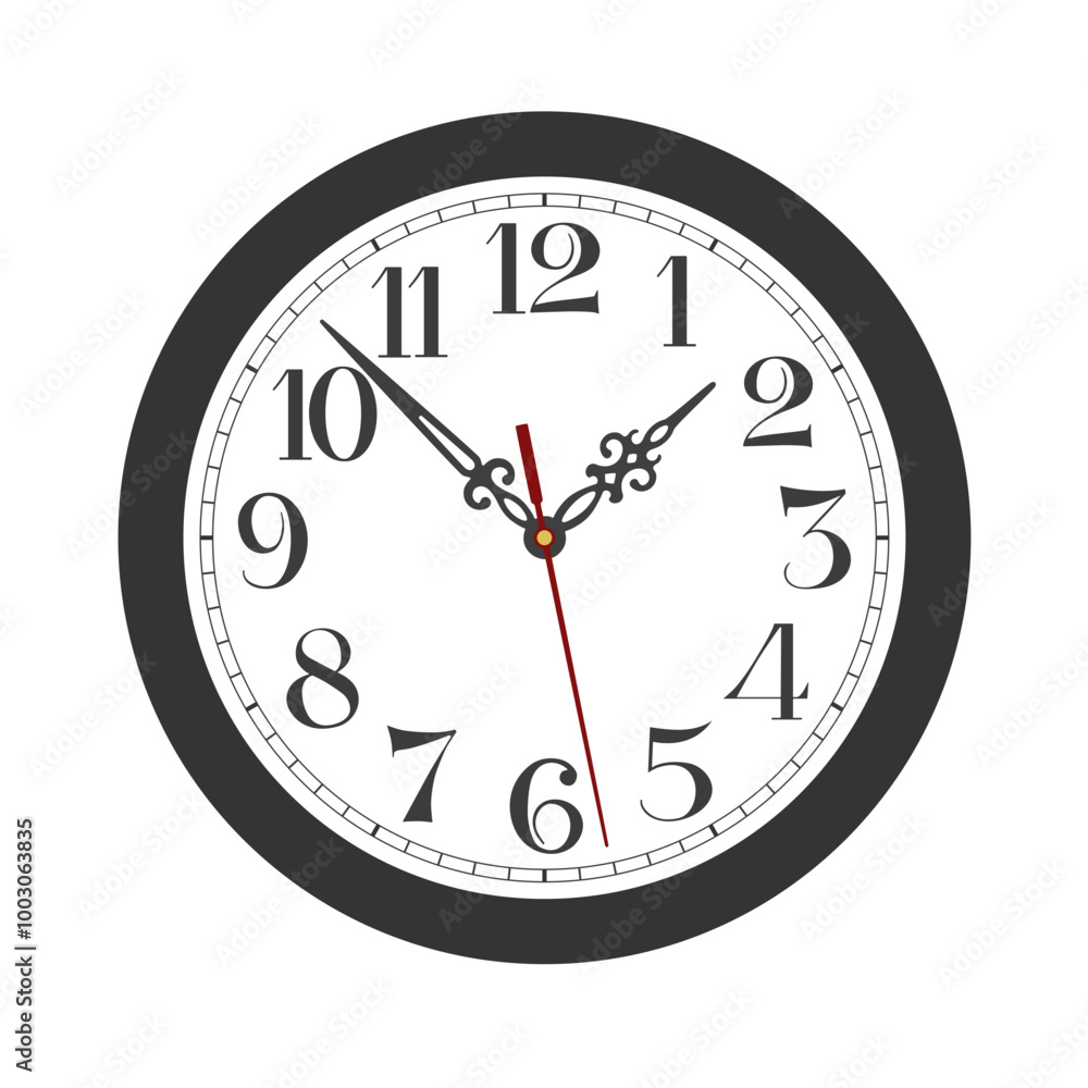 Vector black classic round wall clock isolated on white background Vector black classic round wall clock isolated on white background