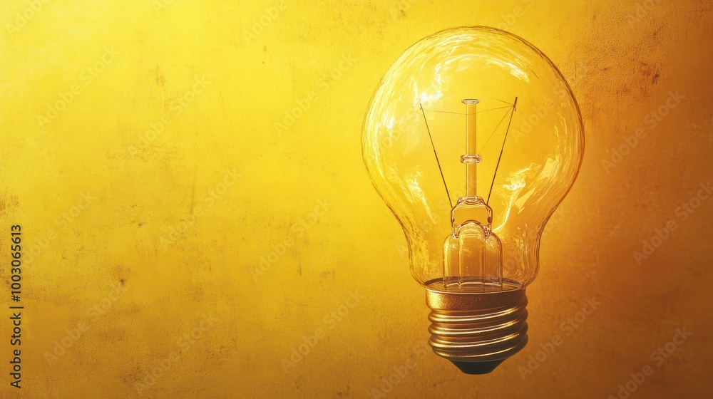Light bulb over yellow background in vision and idea conceptual image. Light bulb over yellow background in vision and idea conceptual image.