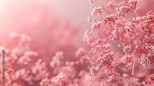 Baby's Breath flower on soft color background, romantic feminine composition, wedding invitation concept.