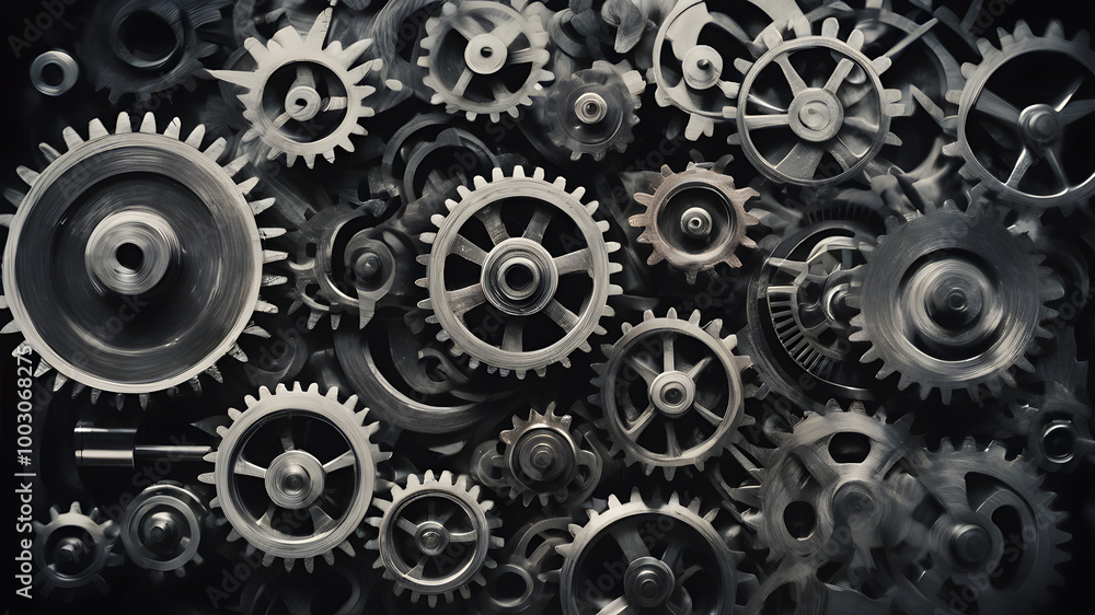 Gear wheels, cogwheels industry mechanism. Engineering concept. AI generated image, ai Gear wheels, cogwheels industry mechanism. Engineering concept. AI generated image, ai