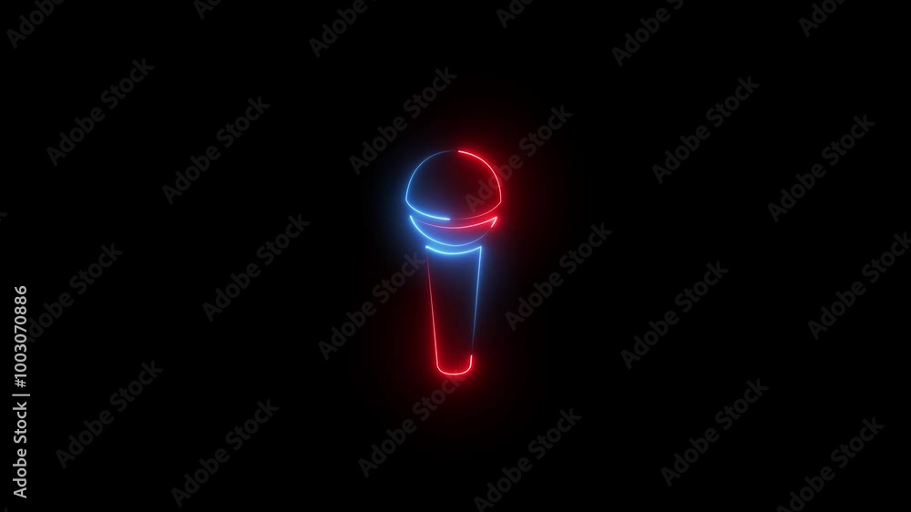 Glowing music icon animation .Glowing neon line Wireless microphone icon isolated on black background. On air radio mic microphone. Speaker sign motion 4k black background Glowing music icon animation .Glowing neon line Wireless microphone icon isolated on black background. On air radio mic microphone. Speaker sign motion 4k black background