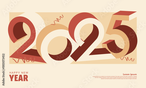 2025 Wish you Happy new year with number 3D concept  greeting