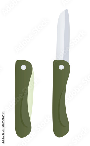 Green  fruit knife. vector illustration