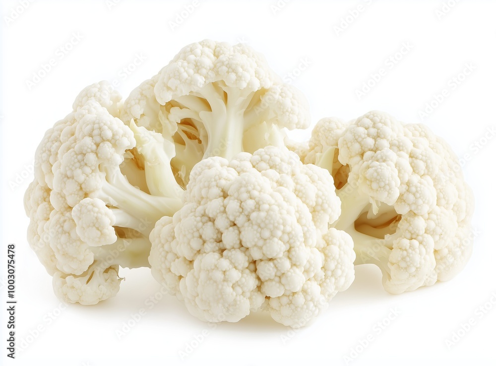 Freshly harvested cauliflower florets ready for culinary delight in a bright kitchen Freshly harvested cauliflower florets ready for culinary delight in a bright kitchen