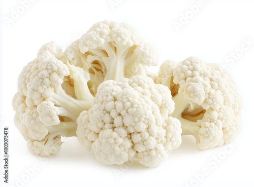 Freshly harvested cauliflower florets ready for culinary delight in a bright kitchen photo