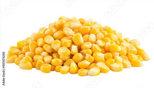 Wallpaper Mural A vibrant heap of freshly harvested corn kernels set against a clean white backdrop Torontodigital.ca