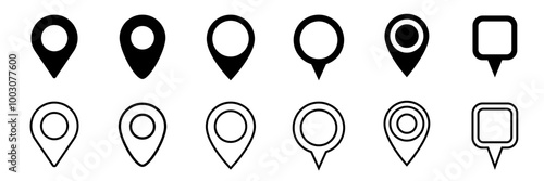 Location icon set. Location pin icon photo