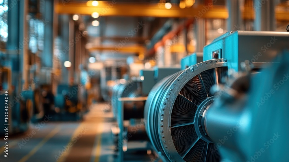 Industrial setting with large machinery and equipment in a factory environment. Industrial setting with large machinery and equipment in a factory environment.