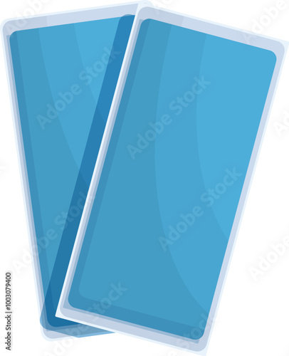 Two blue cooling medical gel packs are overlapping, providing relief from pain and inflammation