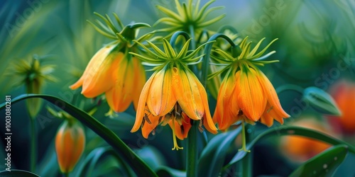 Close-up view of the Crown Imperial flower in full bloom