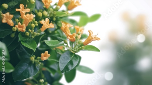 A close-up of vibrant yellow flowers surrounded by lush green leaves.
