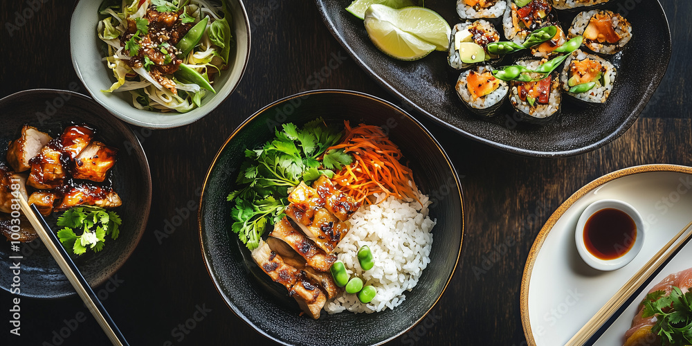 Diverse Asian Dishes on the Table Diverse Asian Dishes on the Table